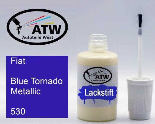 Fiat, Blue Tornado Metallic, 530: 20ml Lackstift, von ATW Autoteile West.